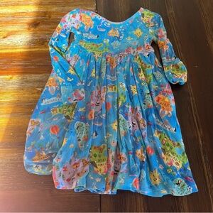 Little Sleepies Blue World Map Kids Dress